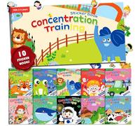 ASTARON Paquete de 10 Libros con Calcomanías Reutilizables para Niños de 2 a 6 Años, Libros de Actividades y Entrenamiento de Concentración