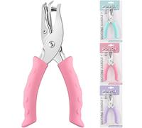 ASTARON Perforadora de papel de un solo agujero de mano de 1/4 pulgadas, perforadora de papel de metal circular con mango suave para etiquetas, manualidades