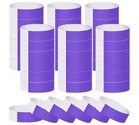 ASTARON Pulseras para eventos 400 piezas Pulseras de papel de neón para eventos Pulseras de fiesta moradas Pulseras a granel Pulseras de papel impermeables Pulseras para clubes Concierto