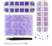 ASTARON Púrpura Resina Piedras de imitación para Crafting, 2mm-6mm Gemas de Reverso Plano AB Bedazzling Diamantes para Uñas, Vasos, Tazas Decoración