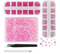 ASTARON Rosa Resina Piedras de imitación para Crafting, 2mm-6mm Gemas de Reverso Plano AB Bedazzling Diamantes para Uñas, Vasos, Tazas Decoración
