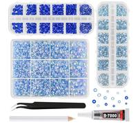 ASTARON Strass azules para manualidades, 12000 unidades de piedras preciosas de resina con dorso plano de 2 mm a 6 mm, diamantes deslumbrantes para decorar uñas, vasos y tazas