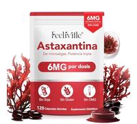 Astaxantina 6 mg, Astaxantina natural pura, Suplementos premium de astaxanthin con actividad antioxidante. Favorece la salud ocular, articular, cutánea y circulatoria. 120 antioxidantes capsulas
