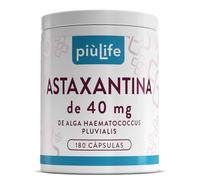 Astaxantina Natural Pura 180 Cápsulas PiùLife, Astaxanthin 40 mg De Alga Haematococcus Pluvialis, Antioxidante Natural Contra Los Radicales Libres, Suplemento Piel, Vista, Alta Biodisponibilidad