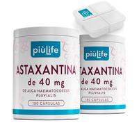 Astaxantina Natural Pura 360 Cápsulas PiùLife, Astaxanthin 40 mg De Alga Haematococcus Pluvialis, Antioxidante Natural Contra Los Radicales Libres, Suplemento Piel, Vista, Alta Biodisponibilidad