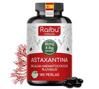 Astaxantina Natural Pura - 80 mg (equivalente a 8 mg de Astaxantina) del alga Haematococcus pluvialis - 180 Cápsulas Veganas: 6 Meses de Suministro - Potente Antioxidante, sin Estearato de Magnesio