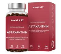 Astaxantina Natural Pura Con Aceite de Oliva Virgen Extra - Vegano | Microalgas naturales de Haematococcus pluvialis - 4 mg por dosis diaria - 90 Astaxanthin Antioxidantes Capsulas blandas
