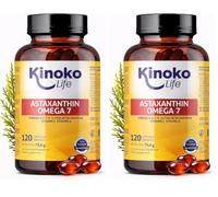 Astaxantina y Omega7 de Aceite de Espino Amarillo - 120 Cápsulas con Omegas 3, 6, 7, 9, Luteína, Betacaroteno, Vitaminas E y A. Sin Gluten. GMO Free (Paquete de 2)