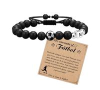 Astellea Pulsera de Fútbol con Iniciales en Piedras Naturales Joyería Deportiva Creativa Regalo para Niños Niñas Jóvenes Fanáticos del Fútbol Hijos Sobrinos en Cumpleaños Navidad (N)