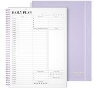 Asten - Agenda sin fecha, agenda diaria con lista de tareas, planificadores por hora para mujeres y hombres, agenda de citas en espiral con cierre elástico, planificador diario para TDAH, 8.5 x 11