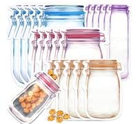 ASTER 20 bolsas de almacenamiento de alimentos, bolsas de frutas y verduras con diseño de fondo de pie, reutilizables, bolsas de cocina para verduras, leche, aperitivos, carnes