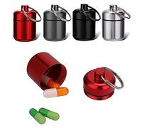 ASTER 4 pastilleros de metal pequeño llavero mini cápsula pastillero caja resistente al agua pastillero portátil para viajes camping pesca almacenamiento (4 colores)
