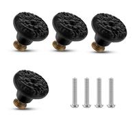 ASTER 4 pomos de cerámica para cajones, pomos de armario de flores vintage, pomos decorativos para muebles con tornillos de montaje para puerta de armario, cajón, armario, diámetro de 1.4 pulgadas