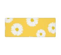 Aster Blanco Margarita Amarilla,Alfombrilla de ratón Grande para Escritorio, Teclado de Ordenador, Base de Goma Antideslizante, 30 x 80 cm