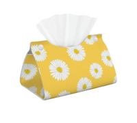 Aster Blanco Margarita Amarilla, Funda para Caja de pañuelos con Cierre, Reutilizable, Decorativa para baño, Sala de Estar, Dormitorio, Oficina y Coche.