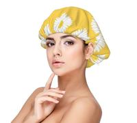 Aster blanco margarita amarilla,Gorro de dormir de satén ajustable para adultos, de seda, elástico, para dormir, para mujer