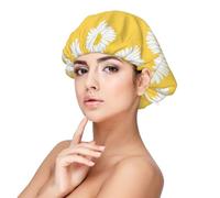 Aster blanco margarita amarilla,Gorro de dormir de satén para adultos - Gorro de dormir elástico para mujer, cubrecabello nocturno