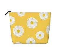 Aster Blanco Margarita Amarilla,Neceser de Maquillaje de imitación Lino, Neceser de Viaje portátil