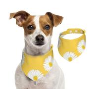 Aster Blanco Margarita Amarilla,Pañuelos de algodón para Perros, Bufandas Ajustables para Mascotas,M