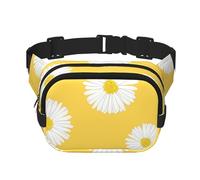 Aster Blanco Margarita Amarilla,Riñonera Cuadrada de Doble Capa, Bolso de Viaje, Bolso Informal para el Pecho.