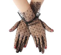 ASTER Guantes de Encaje Recortados Lace Gloves para Damas Elegantes Guant de Encaje de Punto Negro Guantes de Protección Solar Mujer Boda Cena Fiesta 1980s Ropa de Fiesta
