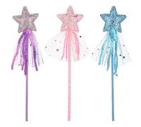 ASTER Varitas de estrellas con purpurina, 3 unidades, 11 pulgadas, princesa, estrella de hadas, varitas mágicas, magia, para niñas, disfraz de hadas, varita de ángel, accesorios de varitas para