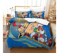 Asterix Anime Juego De Cama con Diseño Sábana Impresión 3D, para Decoración De Habitación, Funda De Cama, 3 Piezas, Microfibra, Funda De Almohada, con Cremallera King（220x240cm）