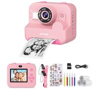 Astgmi - Cámara instantánea, 2,4 Pulgadas, Pantalla de cámara Infantil con Papel de impresión y Tarjeta de 32 GB, Modo Selfie y Video, Regalo Juguete para niños niñas de 3 a 14 años (Rosa)
