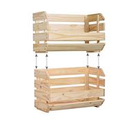 Astigarraga Caja apilable resistente de madera maciza de pino 35,3x60x28,5cm
