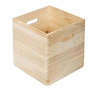 Astigarraga Caja de almacenaje de madera maciza de pino sin tapa 30x30x30cm