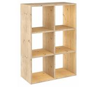 Astigarraga Kit Line Estantería Modular 6 Cubos Dinamic, Madera Maciza Pino - 105,4x70,8x33 cm