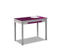 ASTIMESA Alas Cristal Mesa de Cocina, Metal, Berenjena, 100x60cm