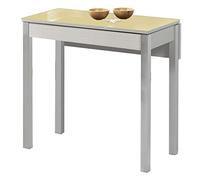 ASTIMESA Mesa de Cocina con Ala Caída de Cristal Beige 50x90cm