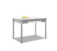 ASTIMESA Mesa de Cocina Extensible 2 alas - 100x60 cm (150x60 cm) - Estructura Color Aluminio - Tapa y alas Laminado Color Blanca