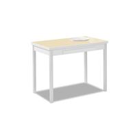 ASTIMESA - Mesa de Cocina Extensible con Alas - Estructura de Aluminio con Tapa Cristal Beig y alas texturado en Color Aluminio - Mesa Cerrada: 90 x 50 cm. Mesa extendida: 140 x 50 cm.