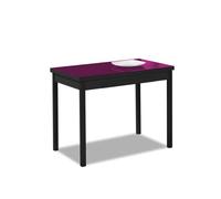 Astimesa - Mesa de Cocina Extensible con Alas - Estructura de Aluminio con Tapa Cristal Berengena y alas texturado en Color Aluminio - Mesa Cerrada: 90 x 50 cm. Mesa extendida: 140 x 50 cm.