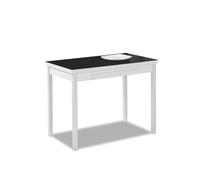 ASTIMESA - Mesa de Cocina Extensible con Alas - Estructura de Aluminio con Tapa Cristal Negro y alas texturado en Color Aluminio - Mesa Cerrada: 90 x 50 cm. Mesa extendida: 140 x 50 cm.