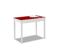 ASTIMESA - Mesa de Cocina Extensible con Alas - Estructura de Aluminio con Tapa Cristal Rojo y alas texturado en Color Aluminio - Mesa Cerrada: 90 x 50 cm. Mesa extendida: 140 x 50 cm.
