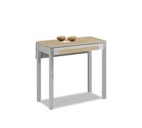 ASTIMESA - Mesa de Cocina Extensible con Cajón y ala Caída - Estructura de Aluminio - Color Roble Raw - Ideal para Espacios Pequeños - Mesa Extensible de 90 x 50 cm a 90 x 70 cm