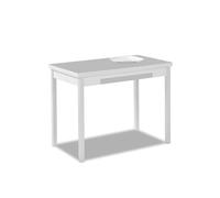 Astimesa - Mesa de Cocina Extensible con Tapa laminada, con 2 Alas y Cajón - Estructura de Metal Blanco - Color: Gris- Mesa Cerrada: 100 cm x 60 cm. Mesa extendida: 150 x 60 cm