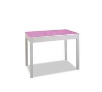 ASTIMESA - Mesa de Cocina Fija - Alto 92 cm - Estructura Aluminio con Tapa Cristal Color Rosa - Ideal para Espacios Pequeños - Medidas 90 x 50 x 92 cm