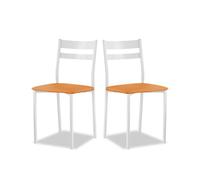Astimesa - Silla de Comedor o Cocina de Metal Blanca - Asiento Polipiel en Color Naranja - 2 Unidades - 38 cm (Ancho) x 45 cm (Alto Asiento) x 85 cm (Alto Total) x 40 cm (Fondo)