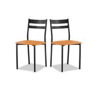 Astimesa - Silla de Comedor o Cocina de Metal Negra - Asiento Polipiel en Color Naranja - 2 Unidades - 38 cm (Ancho) x 45 cm (Alto Asiento) x 85 cm (Alto Total) x 40 cm (Fondo)