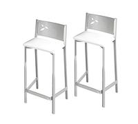 ASTIMESA TAACBL Dos Taburetes Altos de Cocina Asiento 60 cms Polipiel Blanco