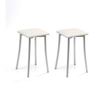 ASTIMESA TABPIBL Dos Taburetes de Cocina Patas diseño Polipiel Blanco, Altura de Asiento 45 cms