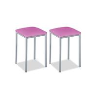 ASTIMESA - Taburetes de Cocina tapizado - Estructura sólida y Firme - Estructura Color Aluminio y Asiento en Polipiel - Color del Asiento: Rosa. Contenido: 2 Unidades. Medidas: 35 x 35 x 45 cm