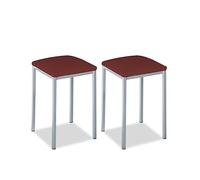ASTIMESA - Taburetes de Cocina tapizado - Estructura sólida y Firme - Estructura Color Aluminio y Asiento en Polipiel - Color del Asiento: Burdeos. Contenido: 2 Unidades. Medidas: 35 x 35 x 45 cm
