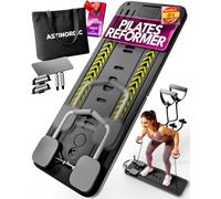 ASTINORDIC Reformer de Pilates Plegable con Accesorios y Guía de 10 Ejercicios | Ideal para Casa, Gimnasio y Rehabilitación | Mejora Fuerza y Flexibilidad | Diseño Compacto y Portátil (Negro)
