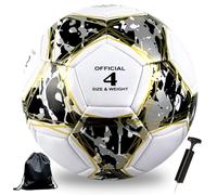 Astis Championsleague Ball, Regular 5 Tamaño, Balón de Fútbol para Niños y Juventud y Adultos Tamaño, Aficionados del Fútbol Artículo Amantes del Regalo de Cumpleaños Juego (Oro Negro, N° 4)