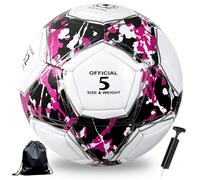 Astis Championsleague Ball, Regular 5 Tamaño, Balón de Fútbol para Niños y Juventud y Adultos Tamaño, Aficionados del Fútbol Artículo Amantes del Regalo de Cumpleaños Juego (Negro Rosa, N° 5)